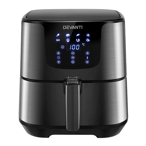 Devanti Air Fryer 7L LCD Fryers Oven Airfryer Kitchen Healthy Cooker Stainless Steel
