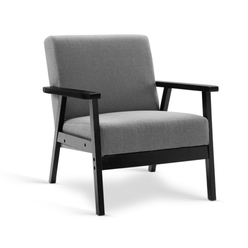 Artiss Fabric Dining Armchair - Black & Grey